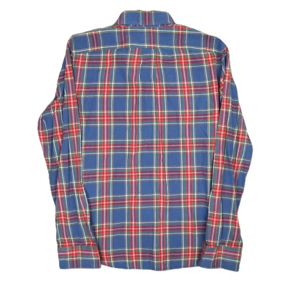 J.Crew Secret Wash Organic Cotton Blue Red Plaid Shirt‎ M Slim Fit Mauritius